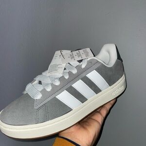 Adidas Men's Gray and White Suede Sneakers